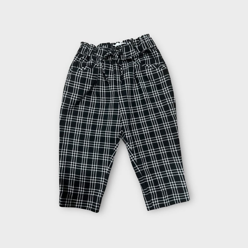 Zara Girls Plaid Dress Pants 18-24 Months black white